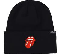 Concept One Unisex's The Rolling Stones Beanie Hat, Winter Knit Cap with Jacquard Lips Logo and Cuff, Black, One Size