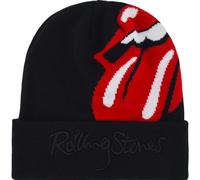Concept One Unisex's The Rolling Stones Beanie Hat, Winter Knit Cap with Jacquard Lips Logo and Cuff, Black, One Size