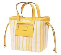 Concept One Unisex's Tommy Bahama Canvas Stripe Large Tote, Summer Bag, Leather Trim, Dual Handles, Yellow