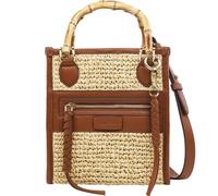 Concept One Unisex's Tommy Bahama Raffia Tote Bag with Bamboo Handle, Structured Summer Handbag with Crossbody Strap, Cognac