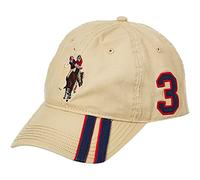 U.S. POLO ASSN. Unisex's Adjustable Baseball Cap, Polo Horse Striped Dad Hat, Khaki, One Size