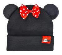 Concept One Women's Disney Minnie Mouse Knitted Faux Fur Winter Hat with 3D Ears and Bow Beanie, Black, One Size