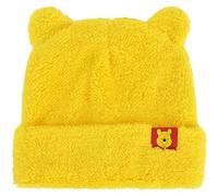 Concept One Women's Disney Winnie The Pooh Beanie Hat, Faux Sherpa Fur Lined Winter Knit Cap Cuff, Yellow 3D Ears, One Size