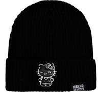 Concept One Women's Hello Kitty Beanie Hat, Acrylic Cuffed Knitted Winter Cap, Black, One Size