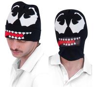 Concept One Women's Marvel Venom Intarsia Roll Down Cuff Beanie Hat, Black, One Size