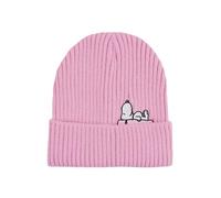 Concept One Women's Peanuts Snoopy Beanie Hat, Roll Down Cuffed Winter Knit Cap, Pink, One Size