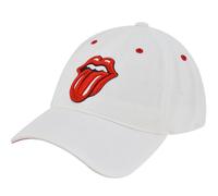 Concept One Women's The Rolling Stones Dad Hat, Lips Logo Adjustable Cotton Baseball Cap with Curved Brim, White, One Size