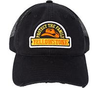 Concept One Yellowstone Trucker Hat, Mesh Adjustable Snapback Baseball Cap with Curved Brim, Black, One Size