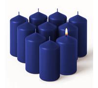 Concept4u 10 x Dark Blue Pillar Candles 40 x 90mm Upto 9 Hour Burn Time Long Lasting Unscented Pure Paraffin Wax Candles Ideal for Candlelight Dinner Parties Home Decor