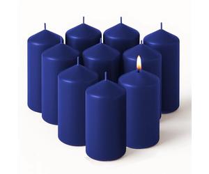 Concept4u 10 x Dark Blue Pillar Candles 40 x 90mm Upto 9 Hour Burn Time Long Lasting Unscented Pure Paraffin Wax Candles Ideal for Candlelight Dinner Parties Home Decor