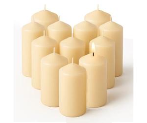 Concept4u 12 x Cream Pillar Candles 40 x 60mm Upto 6 Hour Burn Time Long Lasting Unscented Pure Paraffin Wax Candles Ideal for Candlelight Dinner Parties Home Decor