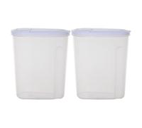 Concept4u 2 x Clear Cereal Dry Food Container with White Lid 1 x 5Liter & 1 x 3Liter Plastic Airtight Kitchen Storage Dispenser Ideal for Home, Kitchen, Pet Food, Cereals, Pantry Organisation