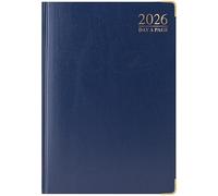 Concept4u 2026 Diary a4 Page a Day Blue Glit Edges Hardback Cover with Ribbon Marker - A4 Desk Diary for Home, Business, Office, Personal Use and Organization