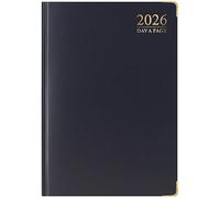 Concept4u 2026 Diary a5 Page a Day Black Glit Edges Hardback Cover with Ribbon Marker - A5 Desk Diary for Home, Business, Office, Personal Use and Organization
