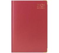 Concept4u 2026 Diary a5 Page a Day Red Glit Edges Hardback Cover with Ribbon Marker - A5 Desk Diary for Home, Business, Office, Personal Use and Organization