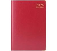 Concept4u 2026 Diary a5 Week to View Red Glit Edges Hardback Cover with Ribbon Marker - A5 Desk Diary for Home, Business, Office, Personal Use and Organization
