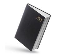 Concept4u 2026 Diary A6 Week To View - A6 Desk Diary Weekly Planner with Black Hard Backed Casebound & Ribbon Marker for Home, Business, Office and Personal Use