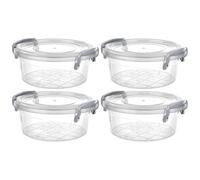 Concept4u 4 Pcs x 1.2 Liter Plastic Storage Box with Lid Clip Multipurpose Clear Round Container Transparent Heavy Duty Stackable Box Ideal for Home, Office, Kitchen, Food, Toys, Closet, Animal Feed