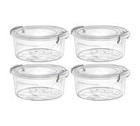 Concept4u 4 Pcs x 3.4Liter Plastic Storage Box with Lid Clip Multipurpose Clear Round Container Transparent Heavy Duty Stackable Box Ideal for Home, Office, Kitchen, Food, Toys, Closet, Animal Feed