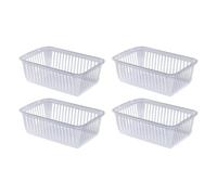 Concept4u 4 x Clear Handy Basket 25cm Plastic Lightweight & Durable Laundry Basket Rectangular Storage Basket Ideal for Bedroom, Kitchen, Office, School Books, Stationery and Toiletries