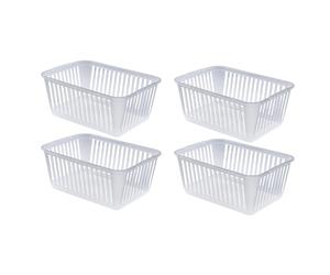 Concept4u 4 x Clear Handy Basket 37cm Plastic Lightweight & Durable Laundry Basket Rectangular Storage Basket Ideal for Bedroom, Kitchen, Office, School Books, Stationery and Toiletries