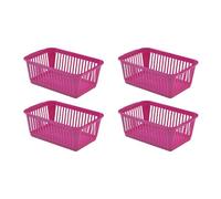 Concept4u 4 x Hot Pink Handy Basket 30cm Plastic Lightweight & Durable Laundry Basket Rectangular Storage Basket Ideal for Bedroom, Kitchen, Office, School Books, Stationery and Toiletries