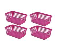 Concept4u 4 x Hot Pink Handy Basket 37cm Plastic Lightweight & Durable Laundry Basket Rectangular Storage Basket Ideal for Bedroom, Kitchen, Office, School Books, Stationery and Toiletries