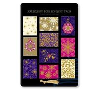 CONCEPT4U® 50 Luxury Foiled Christmas Gift Tag Party Label Gold Purple Pink Cute