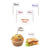 Concept4u 500 x 8cm White Flags Write on Flag Your Message Food Decor Party Picks Cake Toppers Toothpick Mini Cocktail Stick Great for Any Party! Cookies, Fruit, Muffins, Dessert, Cookies