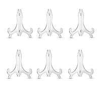 Concept4u 6 x Clear Plastic Display Plate Stand for 3 - 6 Inch Plates Folding Plate Holder Display Picture Photo Frame Stand Ideal for Albums, Menus, Wedding, Tables, Birthday, Home Decoration
