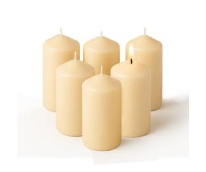 Concept4u 6 x Cream Pillar Candles 60 x 115mm Upto 24 Hour Burn Time Long Lasting Unscented Pure Paraffin Wax Candles Ideal for Candlelight Dinner Parties Home Decor