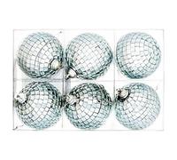 CONCEPT4U® 8 Pcs 60mm Silver Mirror Disco Balls Christmas Tree Bauble Hanging Ball for Home Party Christmas Wedding Birthday Decoration Lighting Effect