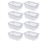 Concept4u 8 x Clear Handy Basket 30cm Plastic Lightweight & Durable Laundry Basket Rectangular Storage Basket Ideal for Bedroom, Kitchen, Office, School Books, Stationery and Toiletries