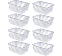 Concept4u 8 x Clear Handy Basket 37cm Plastic Lightweight & Durable Laundry Basket Rectangular Storage Basket Ideal for Bedroom, Kitchen, Office, School Books, Stationery and Toiletries