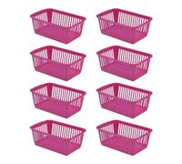 Concept4u 8 x Hot Pink Handy Basket 30cm Plastic Lightweight & Durable Laundry Basket Rectangular Storage Basket Ideal for Bedroom, Kitchen, Office, School Books, Stationery and Toiletries