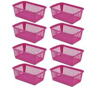 Concept4u 8 x Hot Pink Handy Basket 37cm Plastic Lightweight & Durable Laundry Basket Rectangular Storage Basket Ideal for Bedroom, Kitchen, Office, School Books, Stationery and Toiletries