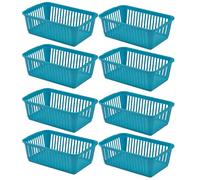 Concept4u 8 x Teal Handy Basket 37cm Plastic Lightweight & Durable Laundry Basket Rectangular Storage Basket Ideal for Bedroom, Kitchen, Office, School Books, Stationery and Toiletries