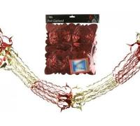 CONCEPT4U® Christmas Foil Garland RED Ceiling 2.7m Decoration Hanging Star Home Swirls Festive Party