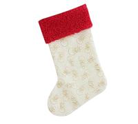 Concept4u Christmas Stocking Luxury Red White Stocking with Snowman Print Classic Christmas Xmas Hanging Santa Sack Bag Holiday Party Gifts Bag Decoration Decor Accessories