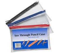Concept4u Clear Flat Pencil Case Exam-Approved Transparent Stationery Bag Sturdy PVC Zip Case for School, University & Office Water-Resistant Makeup & Travel Organizer Large Capacity Single Pack.