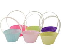 Concept4u Easter Egg Baskets with Handle 30 Pack 4" Pastel Treat Baskets Treat Buckets Easter Garden Decorations Easter Egg Hunt Easter Goodies Hampers Stuffers Toy