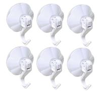 Concept4u Lever Action Heavy Duty Suction Hook White 50mm Plastic Vacuum Suction Cup Reusable Sucker Hook for Shower Kitchen Window Front Door Hanging Pack of 6.