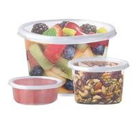 Concept4u Reusable Plastic Pots | Round Plastic Food Containers | Small Sauce Pots with Lids | Sauce Cups Take Away | 16oz (450ml) 50 Pack