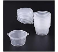 Concept4u Reusable Plastic Pots Round Plastic Food Containers Small Sauce Pots with Lids Sauce Cups Take Away 1oz 30ml 50 Pack - This product