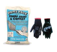 Concept4u Sharp Sand & Cement Mix 10kg with Large Nitrile Coated Gloves General Purpose Mortar Mix Ideal for Patching, Rendering, Brick-Laying & General Repairs