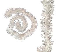 Concept4u White Tinsel Garland - 2m Fluffy & Shiny Christmas Tinsel for Xmas Tree, Wall & Indoor/Outdoor Decor