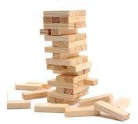Concept4u Wooden Tumbling Tower Blocks Tower Game Rectangular Hardwood Set Classic Block Stacking Stack Game For Kids Adults (MINI TUMBLING TOWER 48 BLOCKS)