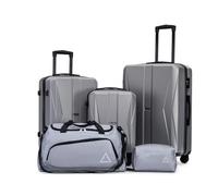 CONCEPTEN 5 Piece Luggage Set, 20/24/28 Inch Hardshell Suitcase Set with Spinner Wheels, ABS Material Carry On Luggage with TSA Lock, Suitcases Includes Travel Sports Bag & Toiletry Bag, Grey, 5PCS