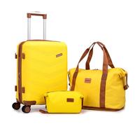 CONCEPTEN Expandable Luggage Sets 3 Piece, Hard Case Suitcase Set with Spinner Wheels,22x14x9 Airline Approved Carry on,Lightweight Durable Suitcase with TSA Lock, Yellow, Hardside Luggage With