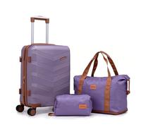 CONCEPTEN Expandable Luggage Sets 3 Piece, Hard Case Suitcase Set with Spinner Wheels,22x14x9 Airline Approved Carry on,Lightweight Durable Suitcase with TSA Lock, Purple, Hardside Luggage With